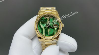 8+ Factory Rolex Daydate 36mm DD 3255 Movement Green Face Yellow Gold Band Watch
